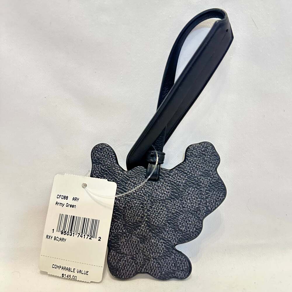 COACH Black Multi Rexy Holiday Tree Canvas/Leather Bag Charm NWT CF088 - Picture 3 of 5